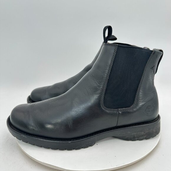 Timberland Men Size 11M Black Leather Side Elastic Pull On Chelsea Boot - Picture 1 of 12